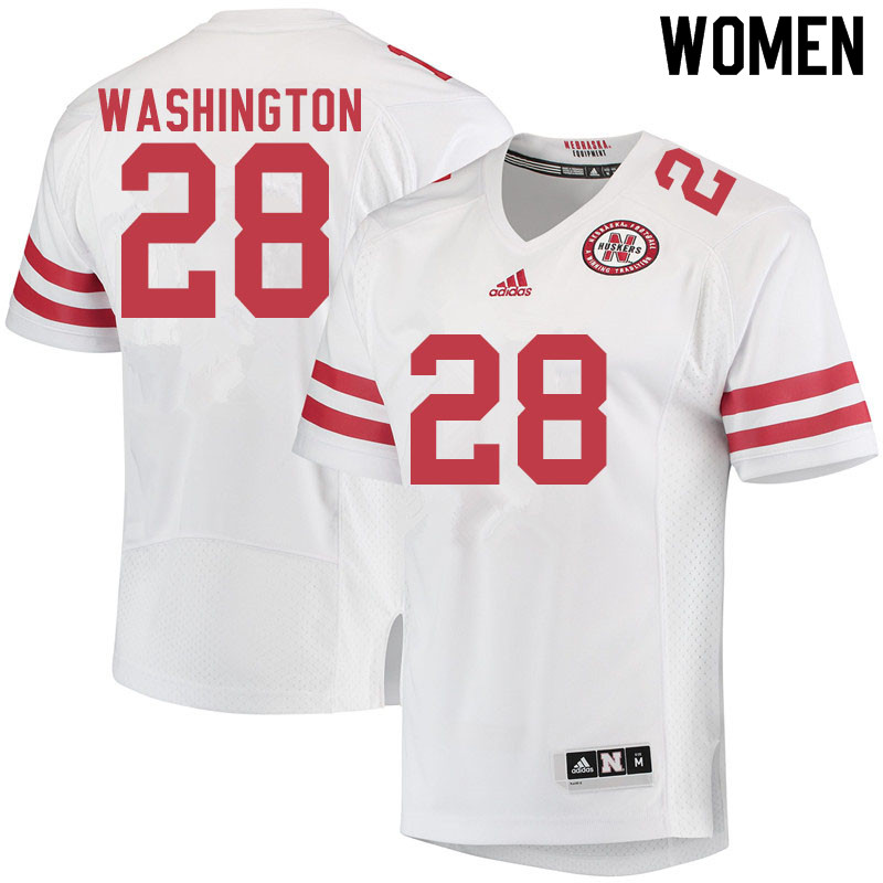 Women #28 Maurice Washington Nebraska Cornhuskers College Football Jerseys Sale-White
